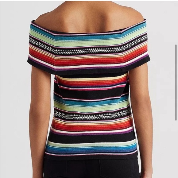 FINAL SALE LAUREN RALPH LAUREN Striped Off-Shoulder Sweater Multi Color - NWT - Picture 3 of 4
